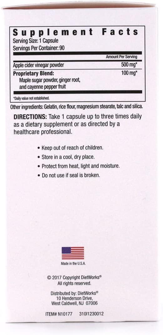Buy DietWorks Apple Cider Vinegar Capsules 90 Count for Weight Loss