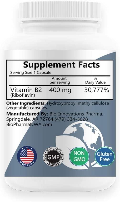 BioInnovations Pharmacal Pure B2400 Riboflavin (120 Vegan Capsules