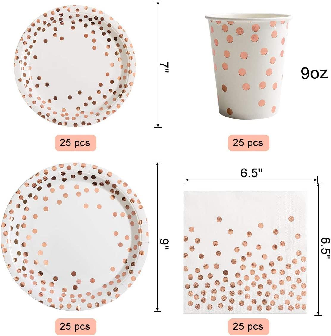 Rose Gold Dots Paper Plates