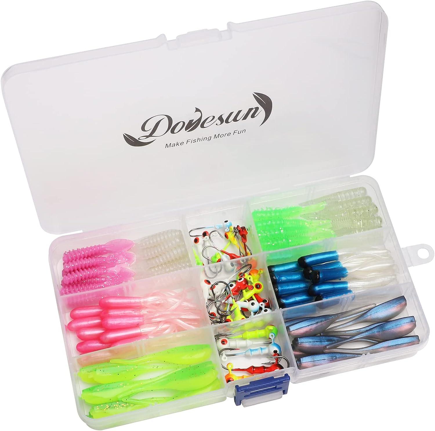 Dovesun Crappie Lures Kit, Soft Plastic Fishing Lures Crappie Walleye Trout Bass  Fishing Baits Fishing Grubs 
