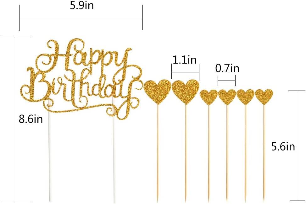 PALASASA Happy Birthday Cake Toppers Gold glitter letters"happy