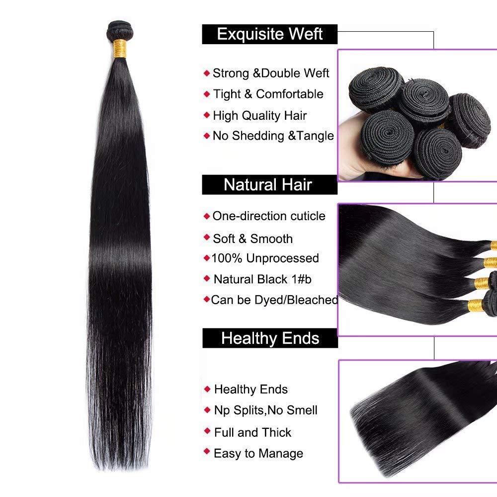 Msgem 40 inches Brazilian Straigh Hair 1 Bundle 10A Virgin Unprocessed Long  Straight Human Hair Straight Hair Bundles Natural Black Color Can Be Dyed  and Bleached 40'' Long Straight 1 Bundle