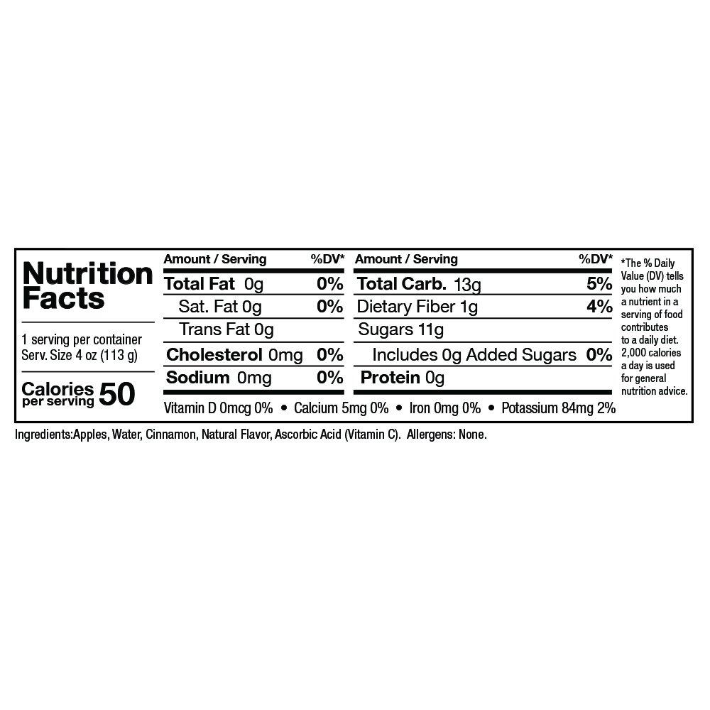 Zee Zees Unsweetened Cinnamon Applesauce Cups All Natural, No Sugar