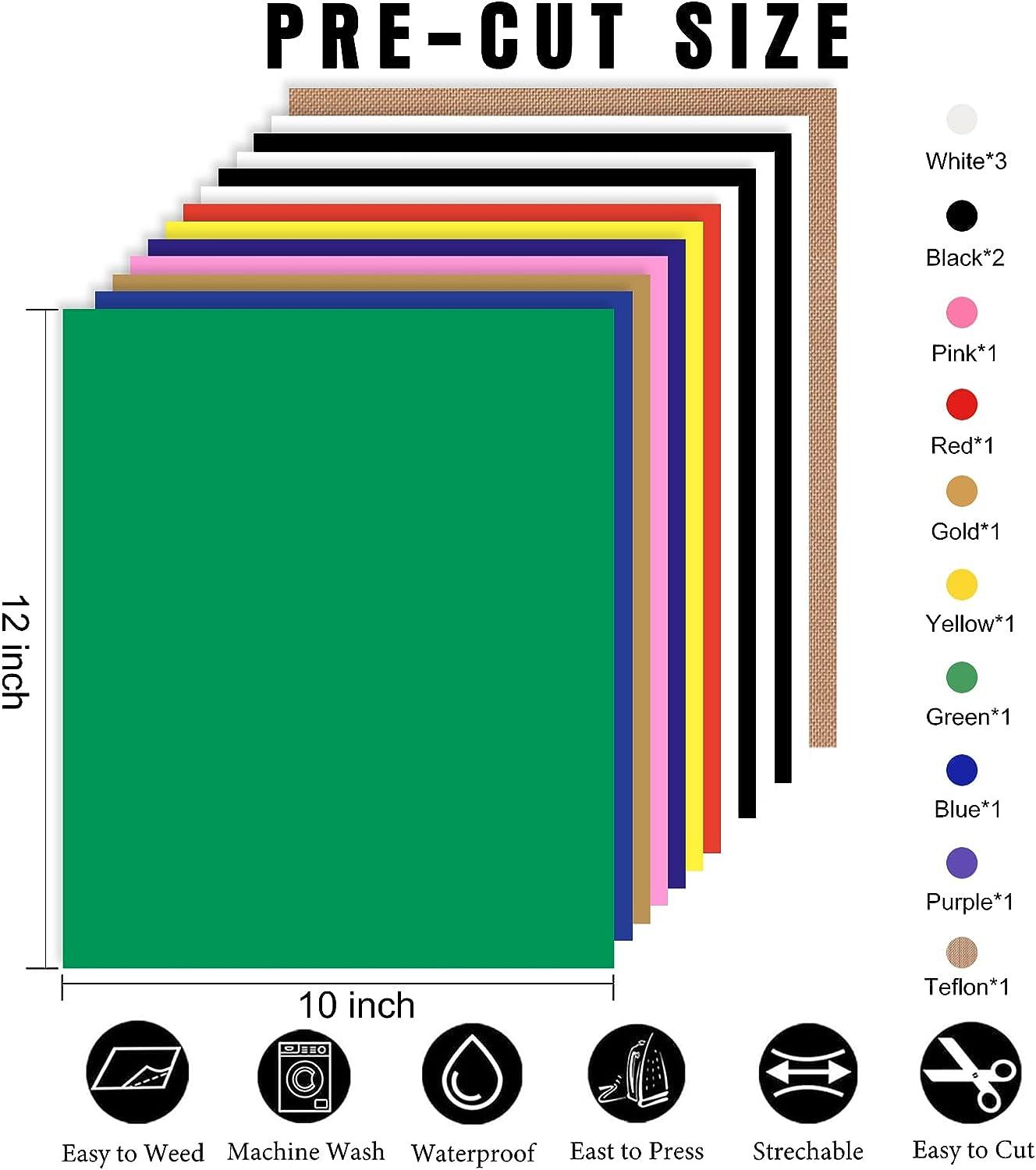 XSEINO HTV Heat Transfer Vinyl for T-Shirts 12x10 13 Pack Iron