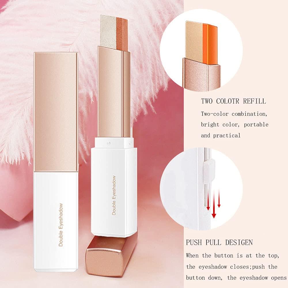 12 Colors Glitter Eyeshadow Stick Double Shimmer & Gradient Eye Makeup