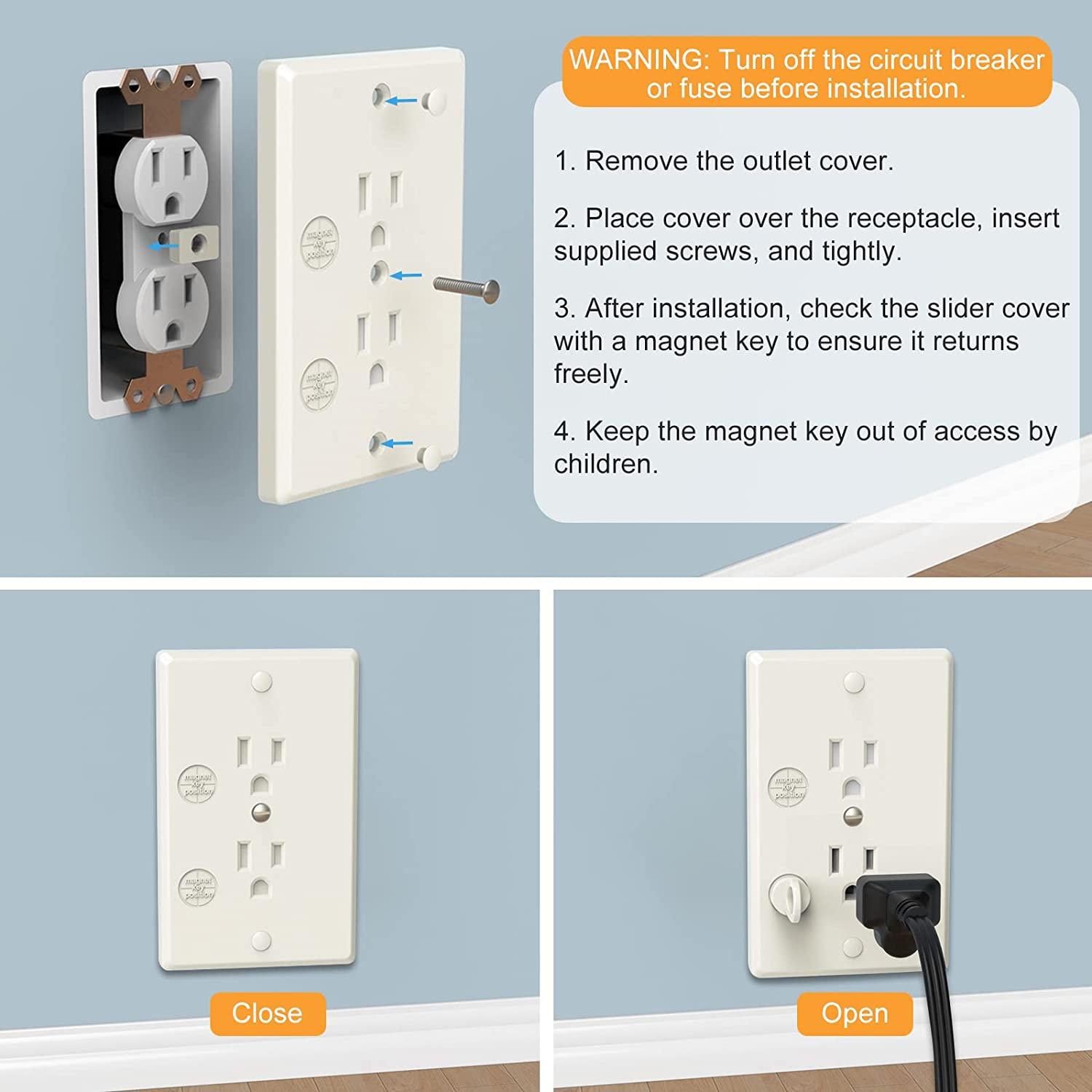 SelfClosing Outlet Cover AOSITE 6 Pack Outlet Covers Baby