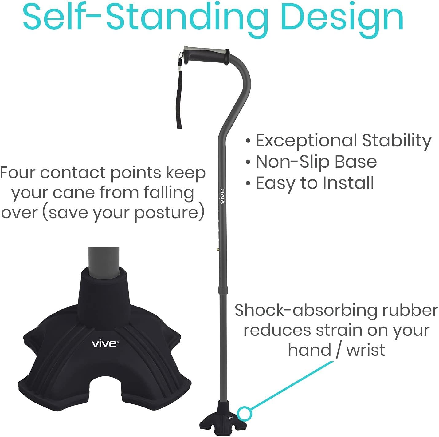 Vive Cane Tip Quad Rubber Replacement Foot Pad for Walking Canes