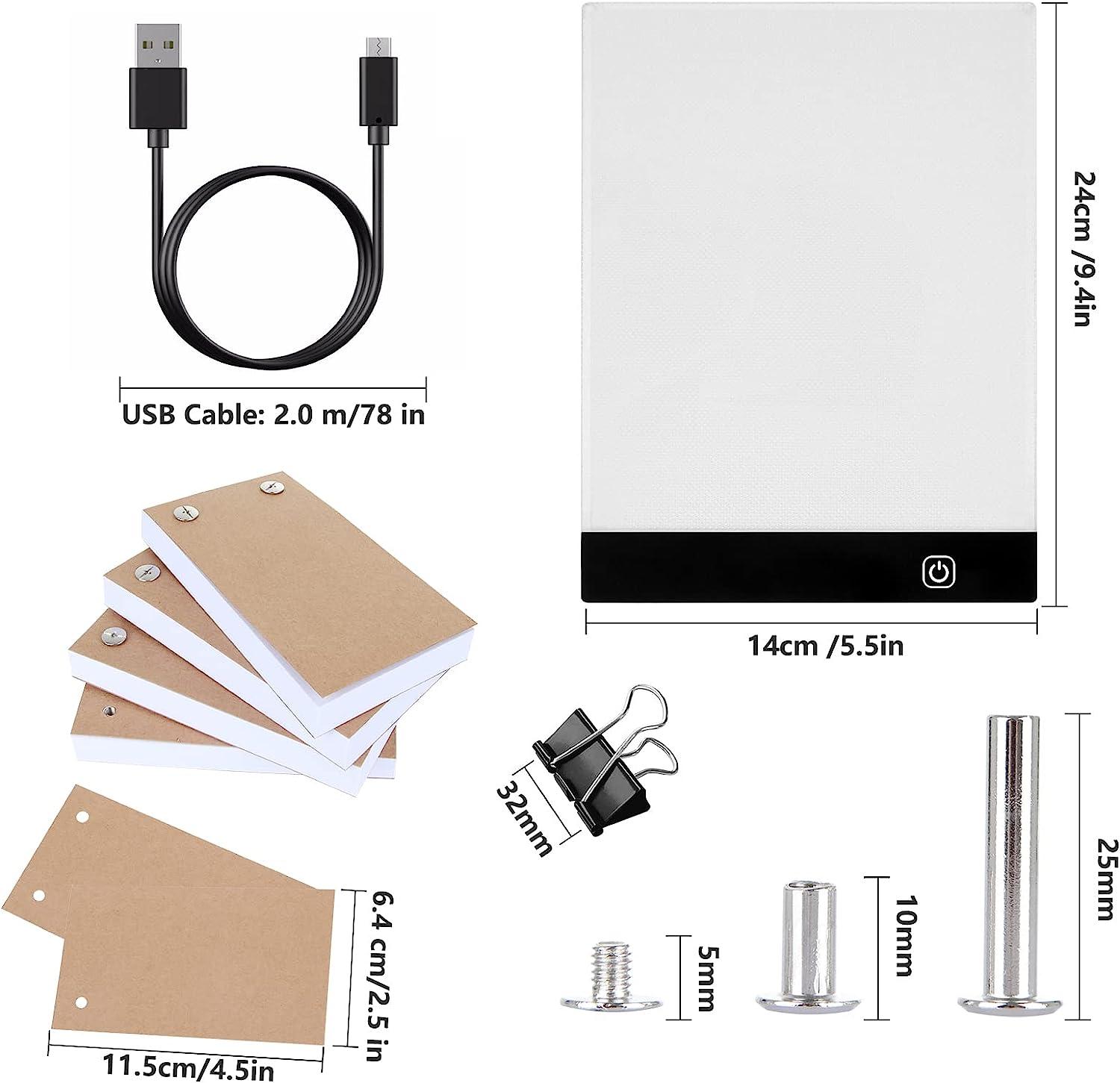 Flip Book Kit with Light Pad - A5 LED Light Board/Box & 320 Sheets Flipbook  for Drawing | Tracing | Sketching, Flip Books Paper with Holes & Binding