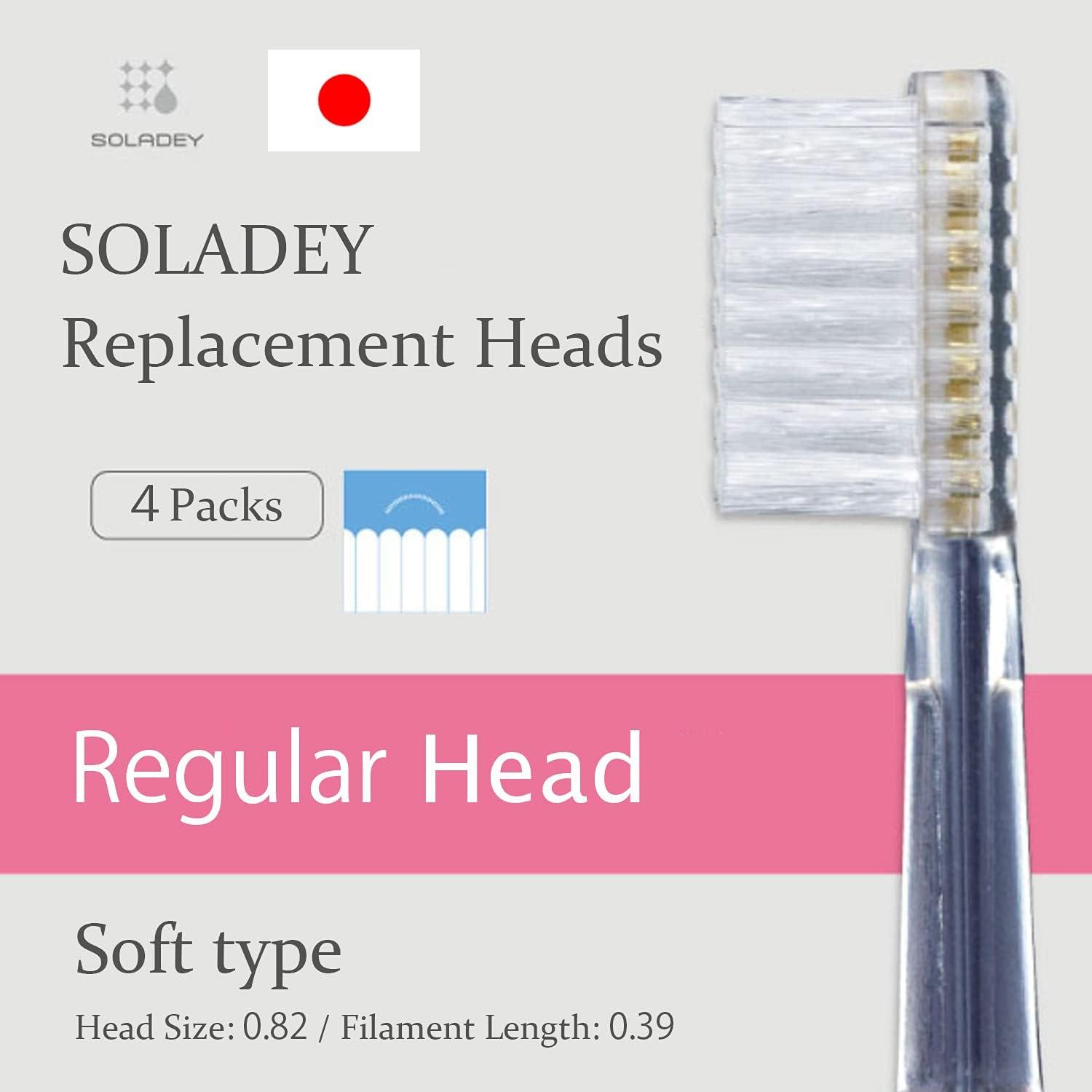 SOLADEY Ionic Toothbrush Replacement Heads (4 Pack) (2) Soft