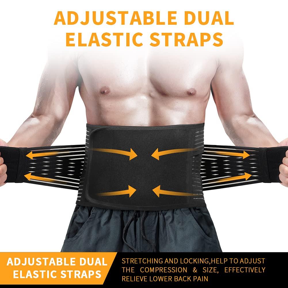 Back Brace for Men Women Lower Back Pain Relief - Breathable Lumbar Support  Belt with Metal Stays for Herniated Disc, Sciatica, Scoliosis - Adjustable  Compression Straps, Elastic Fabric 