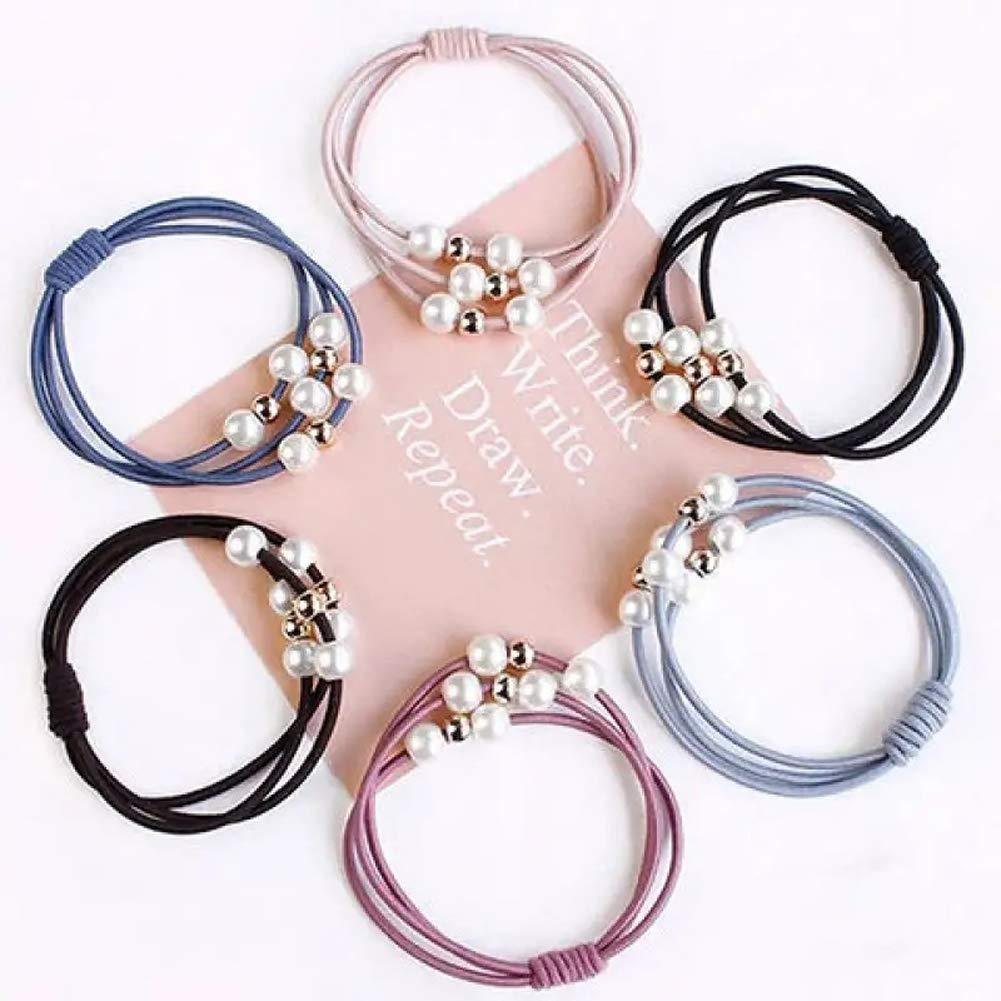 Amazon.com : Numblartd Set of 10 Women's Artificial Pearl No-Damage Black  Elastic Rubber Hair Band Hair Ropes Ring - Seamless Hairband Rope Hair Ties  Tiny Ponytail Hair Accessories (White) : Beauty &