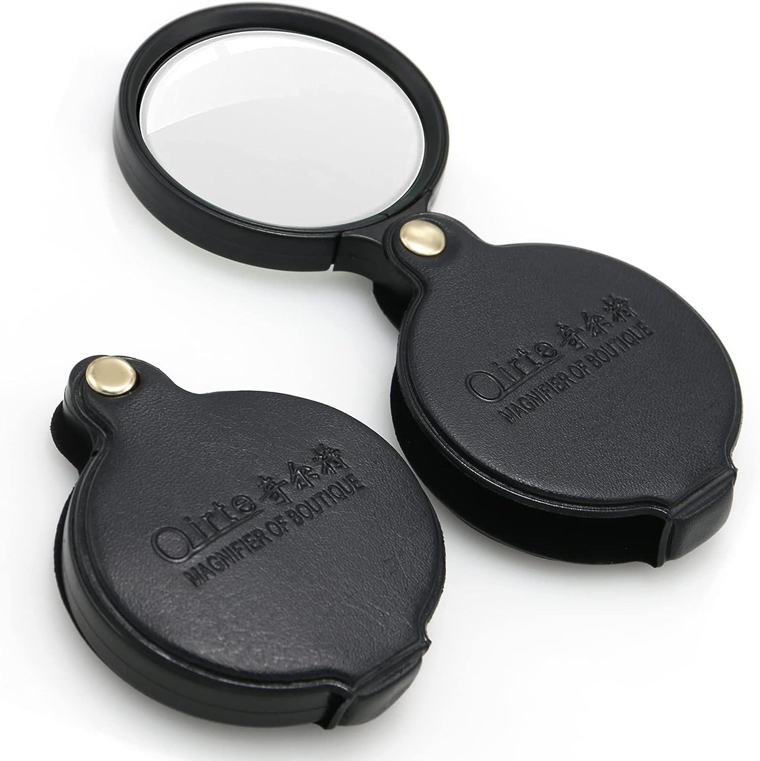 10X Small Pocket Magnifier Glass, Mini Folding Magnifying Lenses