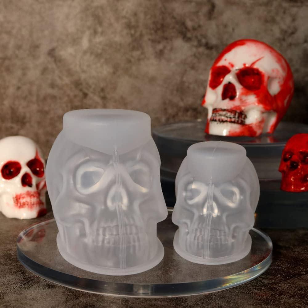 Actvty 3D Skull Mold, 3Pcs Silicone Skull Head Molds of Different Sizes,  Skull Molds for Resin, DIY Resin Casting Craft Candle Halloween Gifts Home