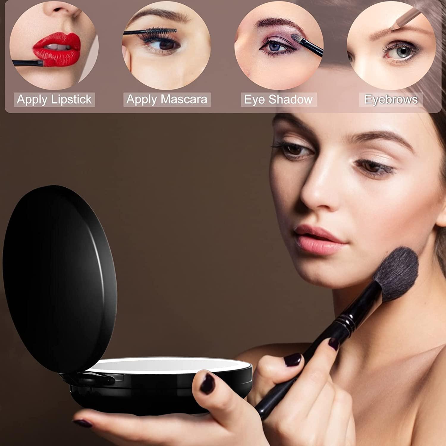 KEDSUM Upgraded Rechargeable LED Lighted Travel Magnifying Mirror, 1X/10X Magnification Compact