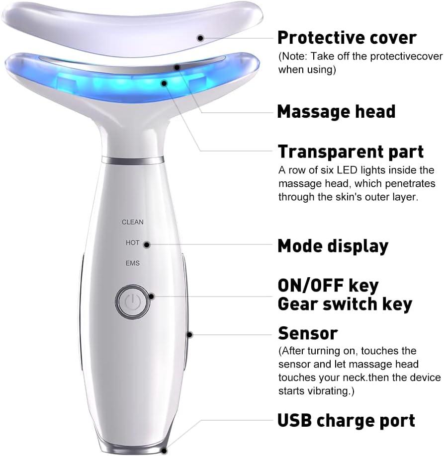 Facial Massager Tool for Face & Neck - Vibration Massage Device with LED  Heat, Anti-Wrinkle & Skin Firming Benefits (White) | Buy Now with Express  International Delivery