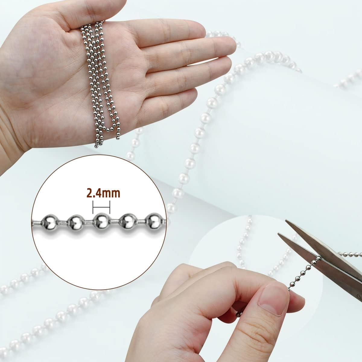 UMAOKANG 32.8 Feet Silver Stainless Steel Chains for Jewelry Making 4mm  Ball Beaded Link Cable Chain Necklace Chain Bulk with 20 Lobster Clasps and  30