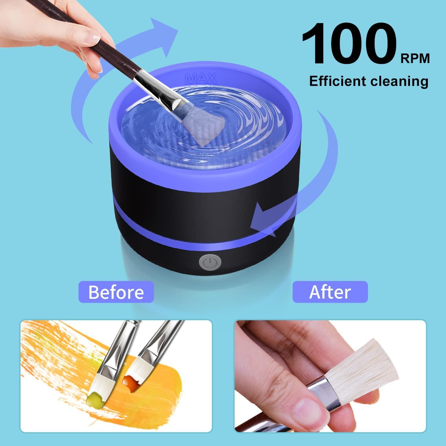 Electric Paint Brush Cleaner Rinse Cup with 3 mode Automatic Dryer Machine  USB Artist Brush Cleaning Washer Rinser for Acrylic Watercolor Oil Gouache  Painting (Blue)