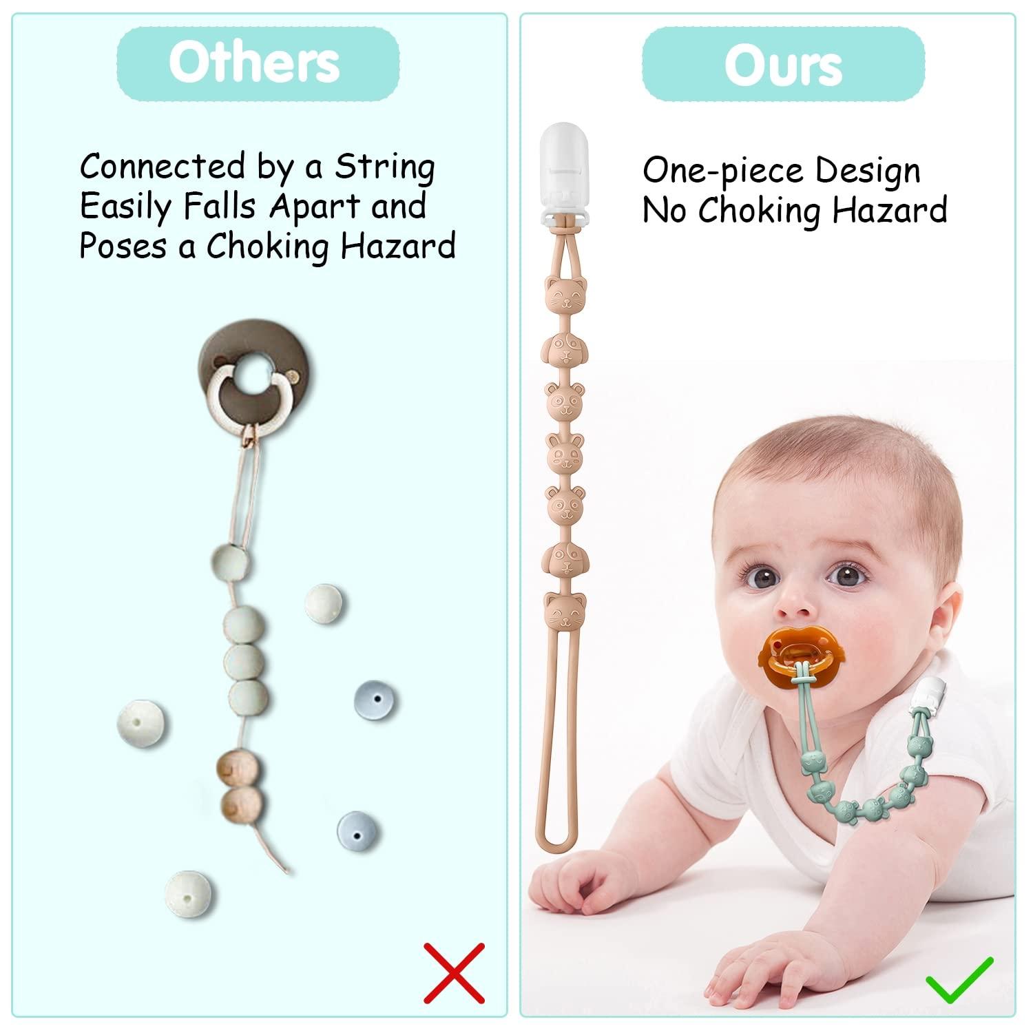 BABYSUN Pacifier Clip for Boys Baby Girls 2 in 1 Silicone Pacifier