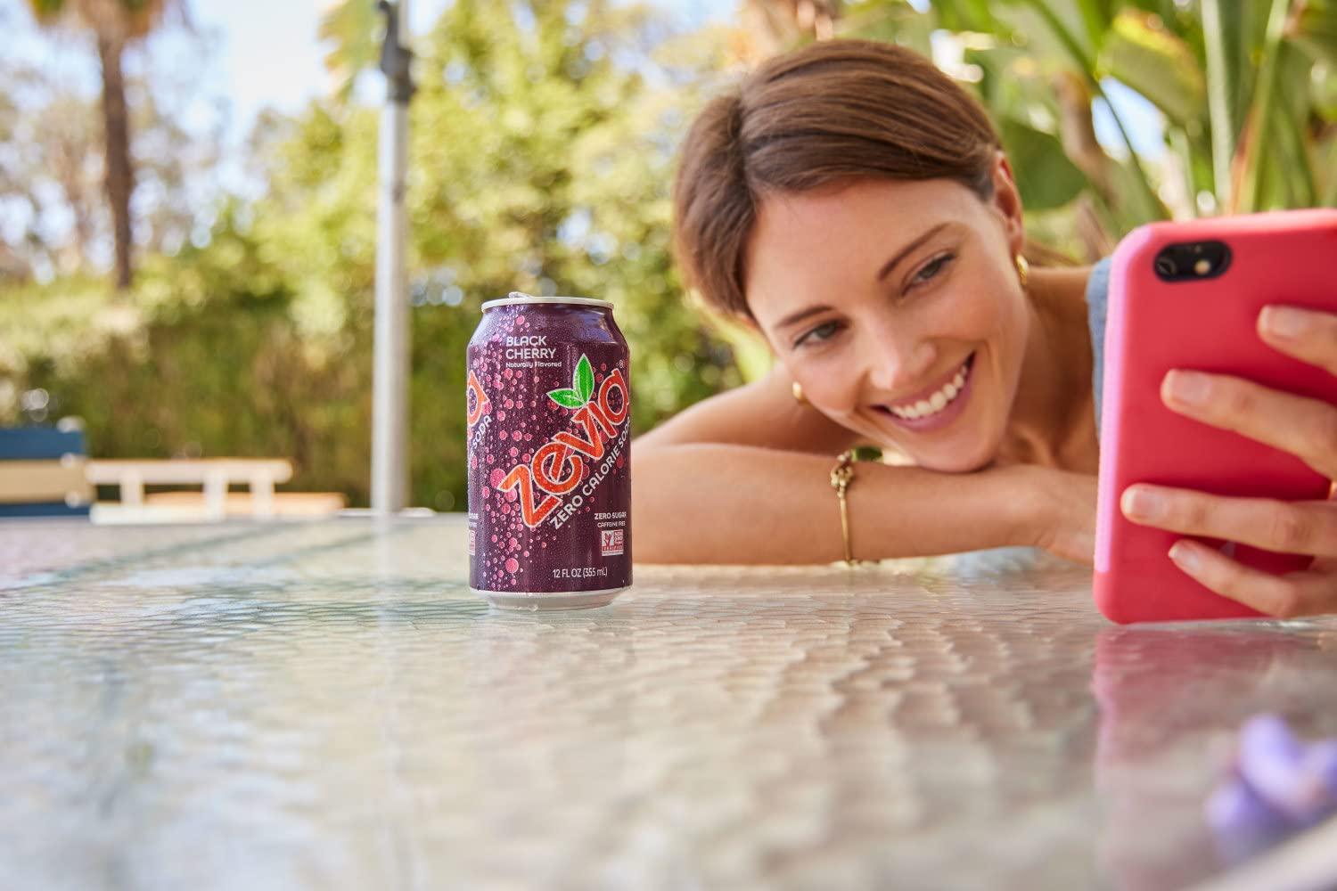 Zevia Zero Calorie Soda Black Cherry 12oz Cans - Pack of 24