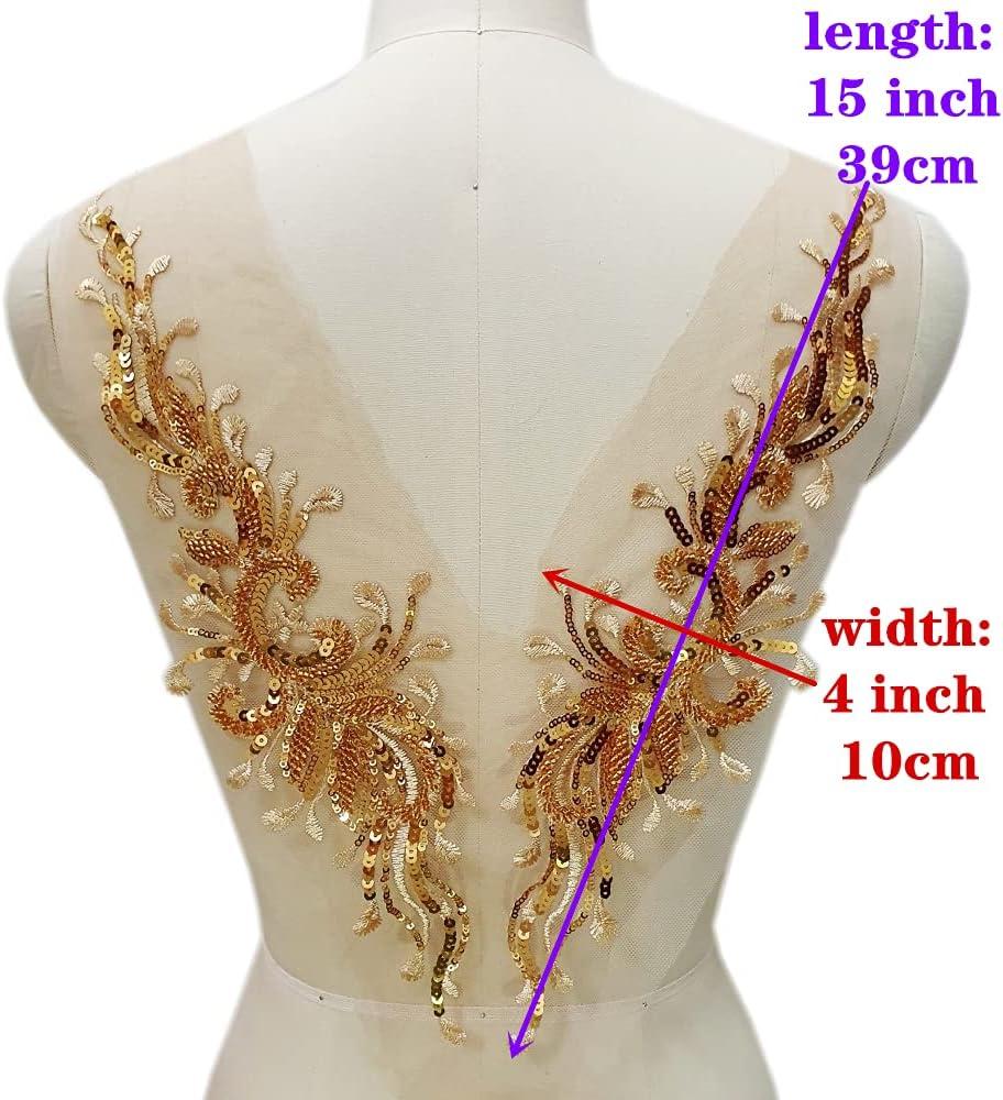 Heavy Luxury Handmade Beading Glass Beads for Evening Dress Lace Fabric Patch Wedding Dress Applique Accessories (Gold C-4x15 inch) Gold C-4x15 inch Heavy Luxury Handmade Beading Glass Beads for Evening Dress Lace Fabric Patch Wedding Dress Applique Accessories (Gold C-4x15 inch) Gold C-4x15 inch