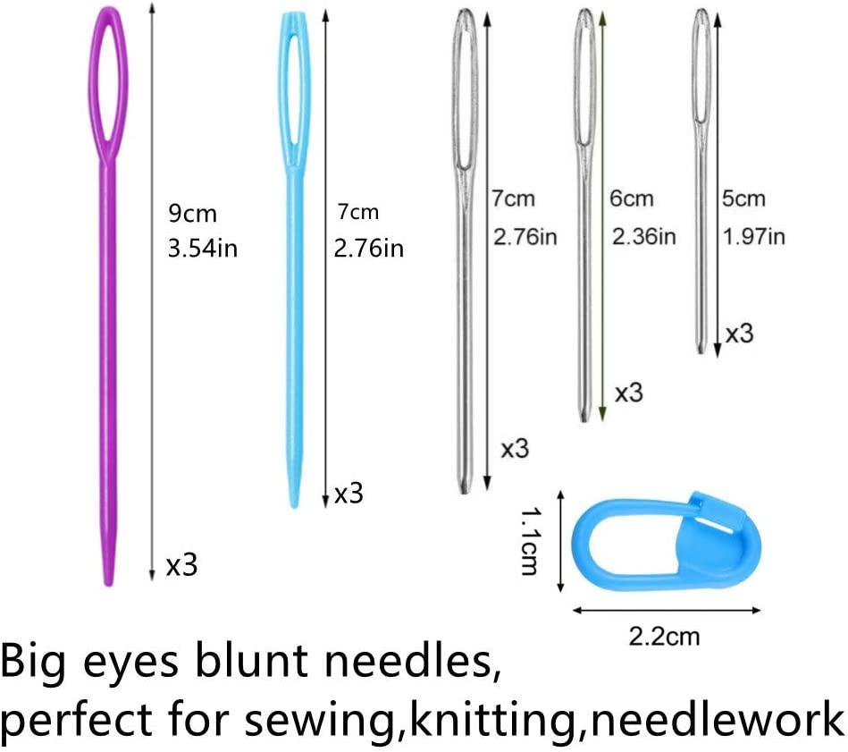 24pcs Yarn Needle Tapestry Needles,Darning Needle Yarn Needles,Big Eye  Blunt Knitting Needles with Stitch Markers for Knitting Crocheting