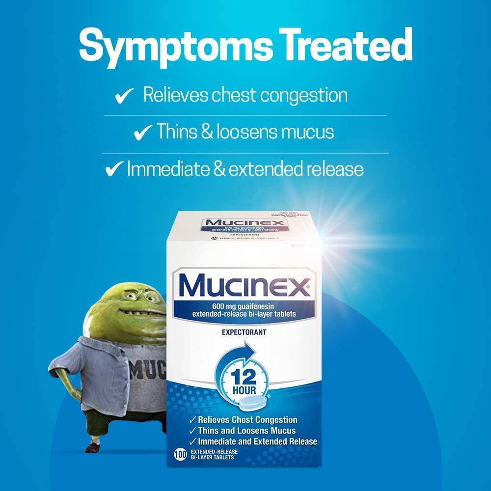 Mucinex 12 Hour Extended Release Tablets Guaifenesin Relieves Chest