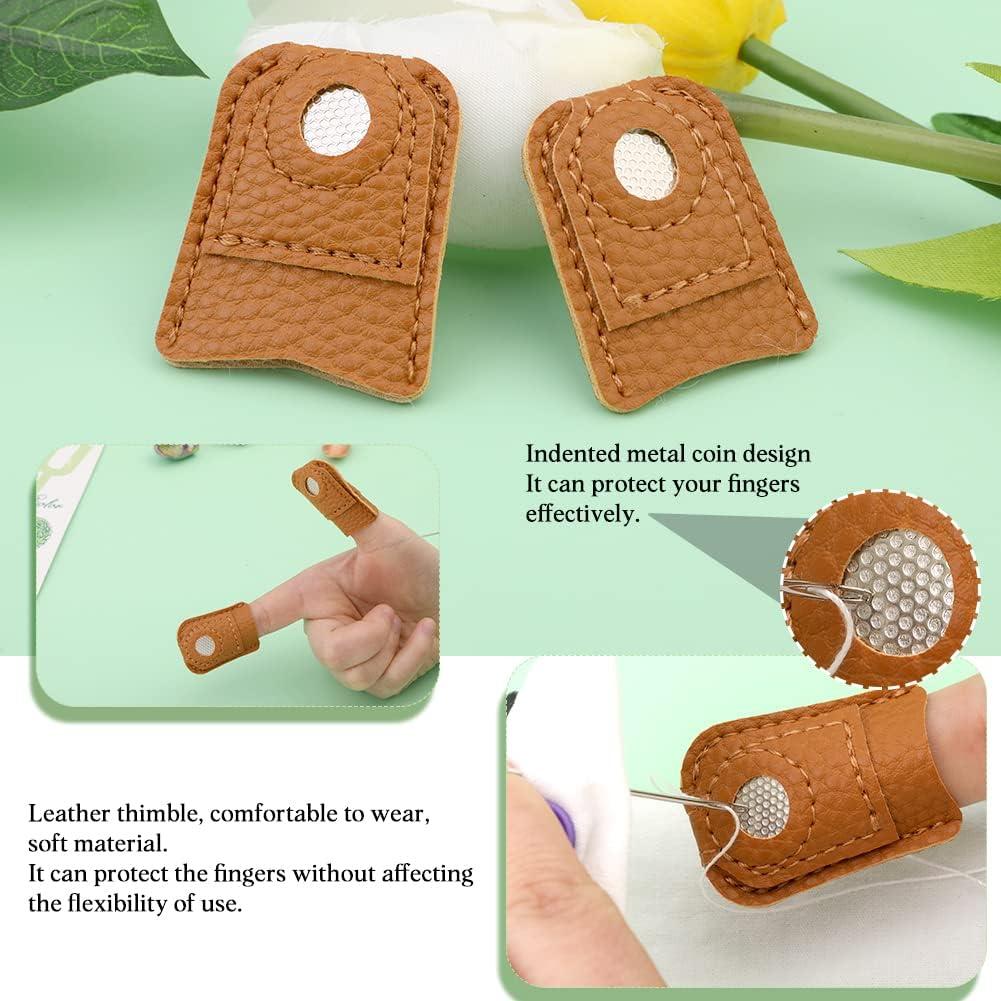 6pcs Sewing Thimble Finger Leather Protector Coin Thimble Pad For