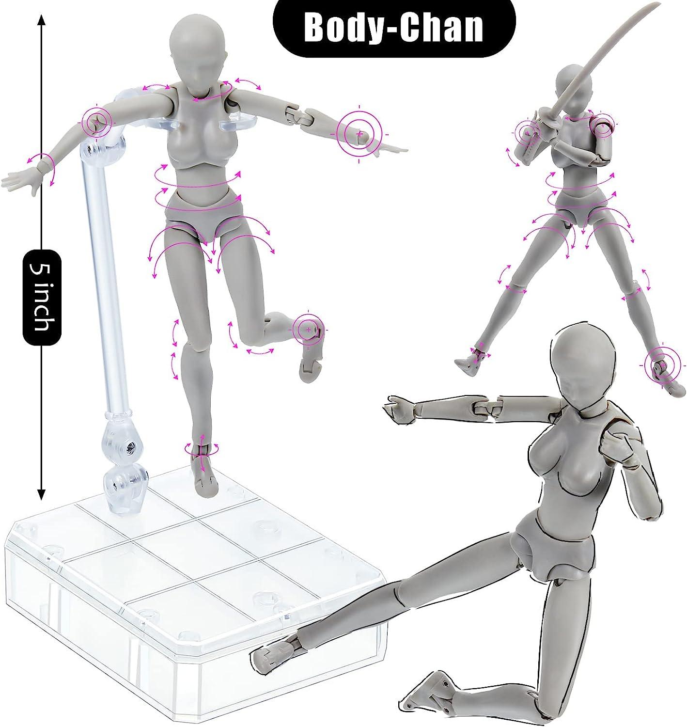 Yookeer Body Kun and Body Chan Dx Set, Gray Drawing Action Figures Female  and Male PVC Drawing Doll Model Figure Human Body with Joints for Artists