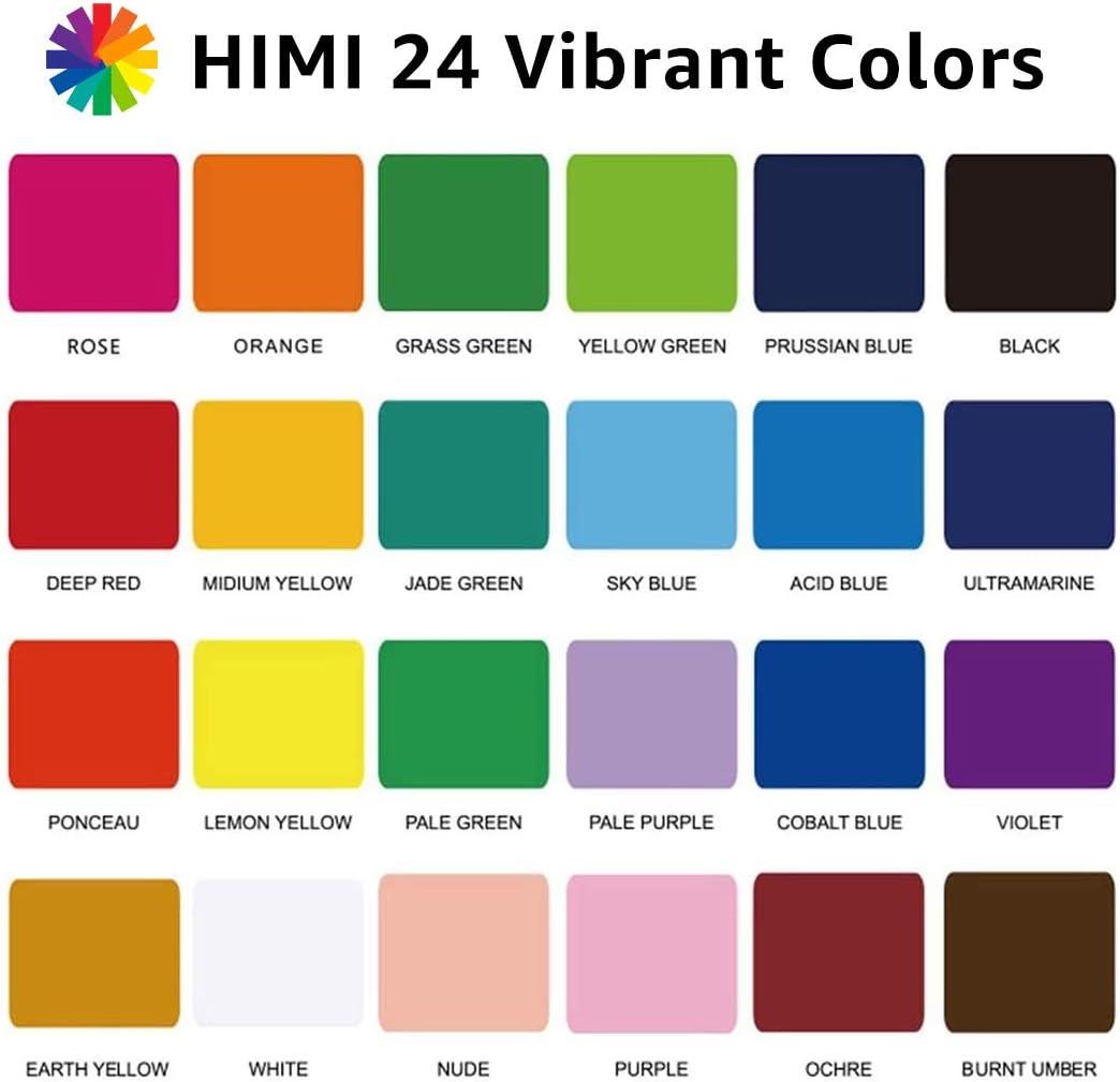 HIMI Gouache Paint Set Jelly Cup 18 Vibrant Colors Non Toxic Paints with  Portabl