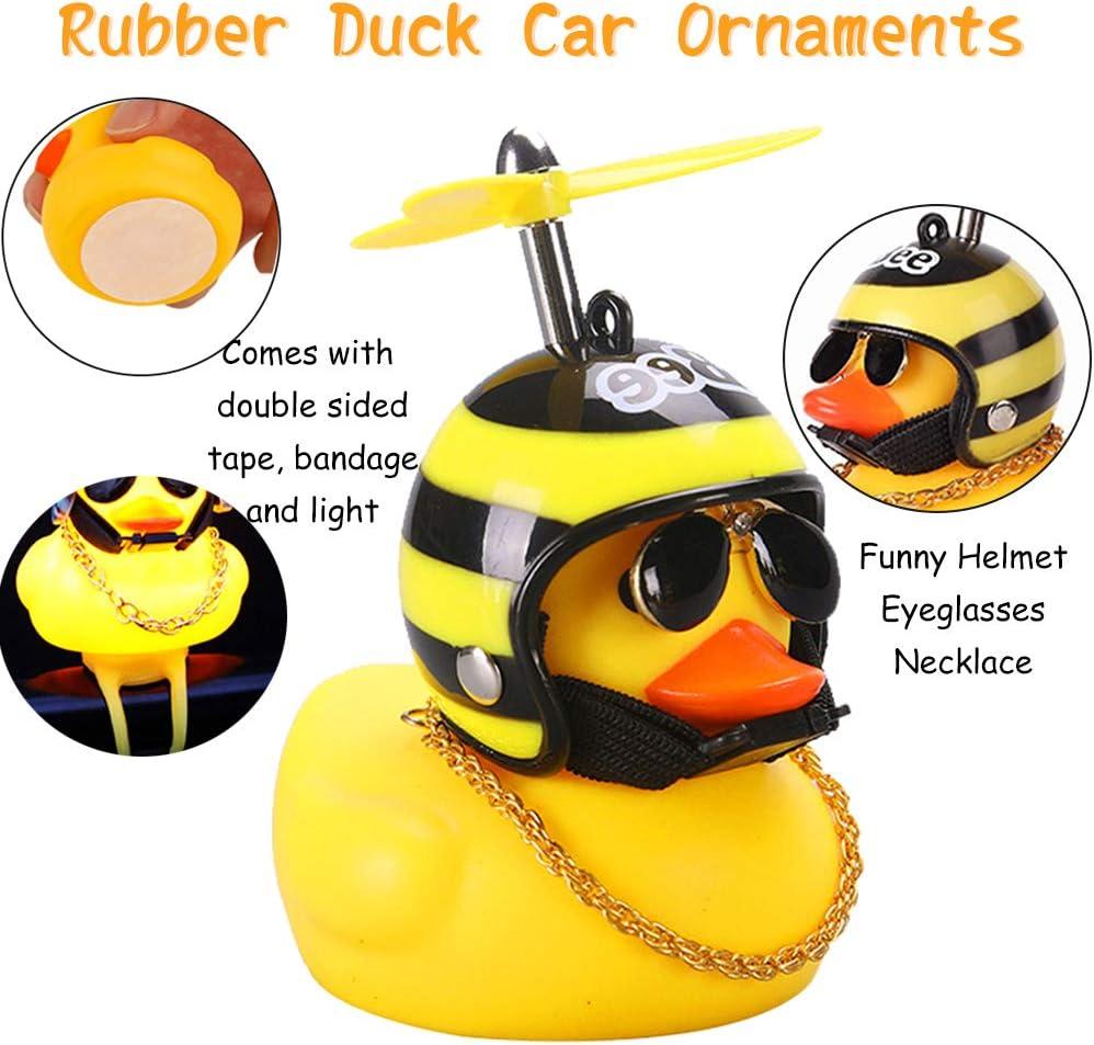 Novelty Yellow Rubber Duck With Helmet Sunglasses Car Dashboard