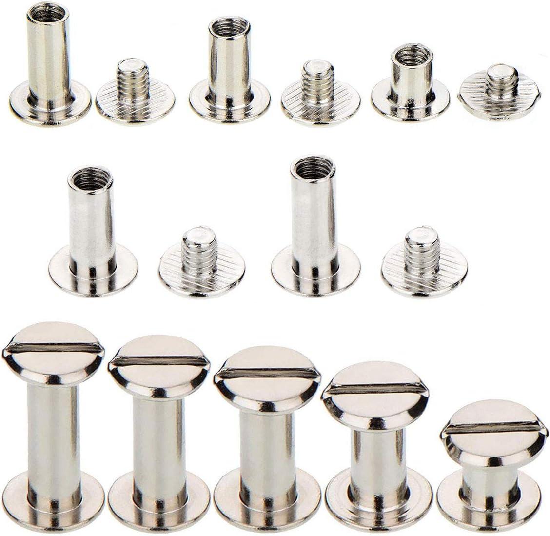 Chicago Screw Posts 3/8 Heavy Duty Nickel Plated Leathercraft Hardware  Fastener - 100 Pack 