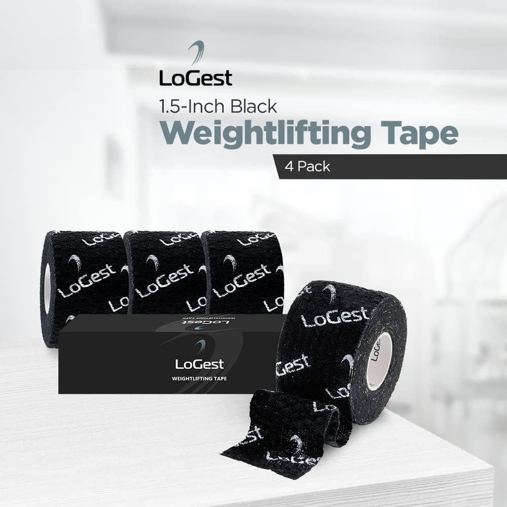 Logest 4 Pack Black or White Weightlifting Tape - Thumb Tape for Wrapping  Fingers Wrists Palms - Grip Tape for Weightlifting Deadlifting Rock  Climbing Crossfit Equipment Goat Tape 4 ROLLS Black 1.5-Inch