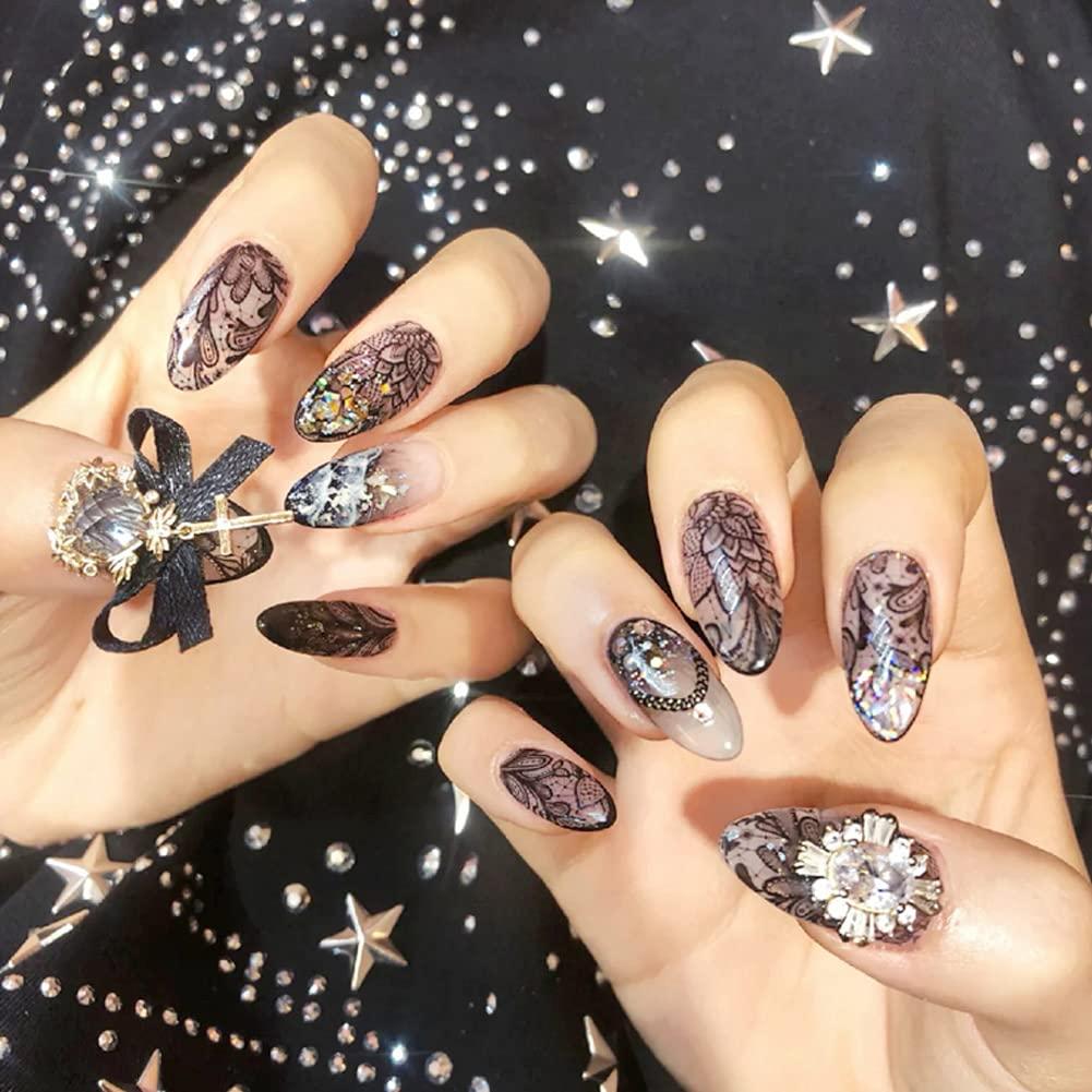 Retro Holographic Nail Art Foil Transfer Stickers Black Lace Foils Nail