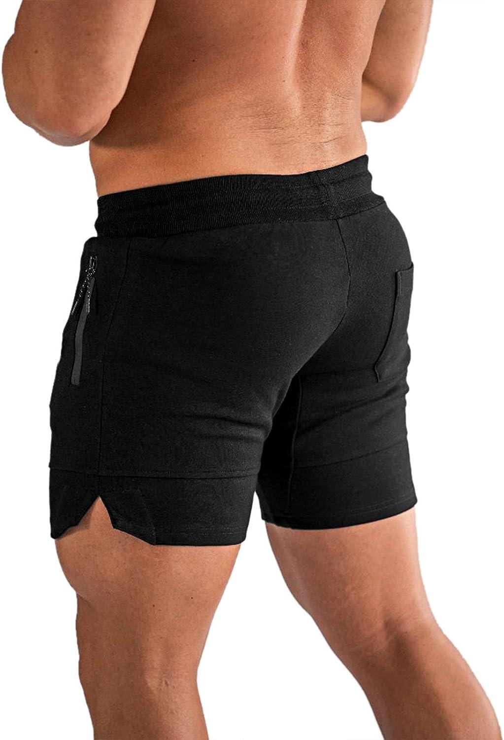 PIDOGYM Men's 5 Gym Workout Shorts,Fitted Jogging Short Pants for
