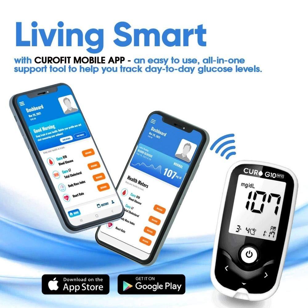CURO G10 Glucose Home Test Kit with NFC Connectivity Blood Sugar