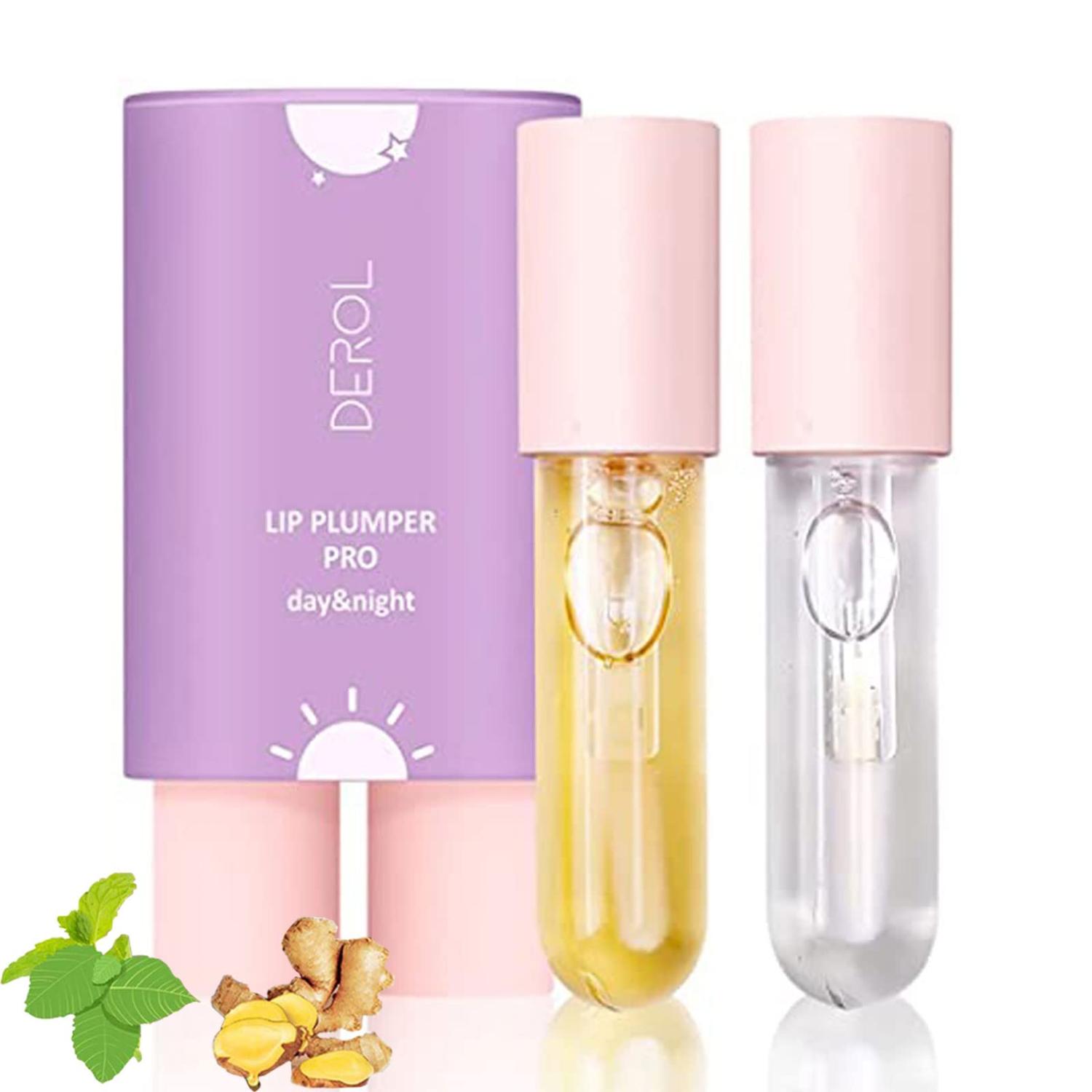DEROL Lip Plumper Natural Lip Plumping and Lip Care, Day & Night Serum