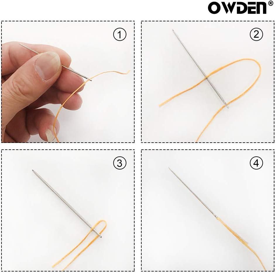 OWDEN 12pcs Leather Hand Sewing Needles Professional Small Eye Design for Leather Hand Stitching Needle. 2 Sizes and Each 6pcs.