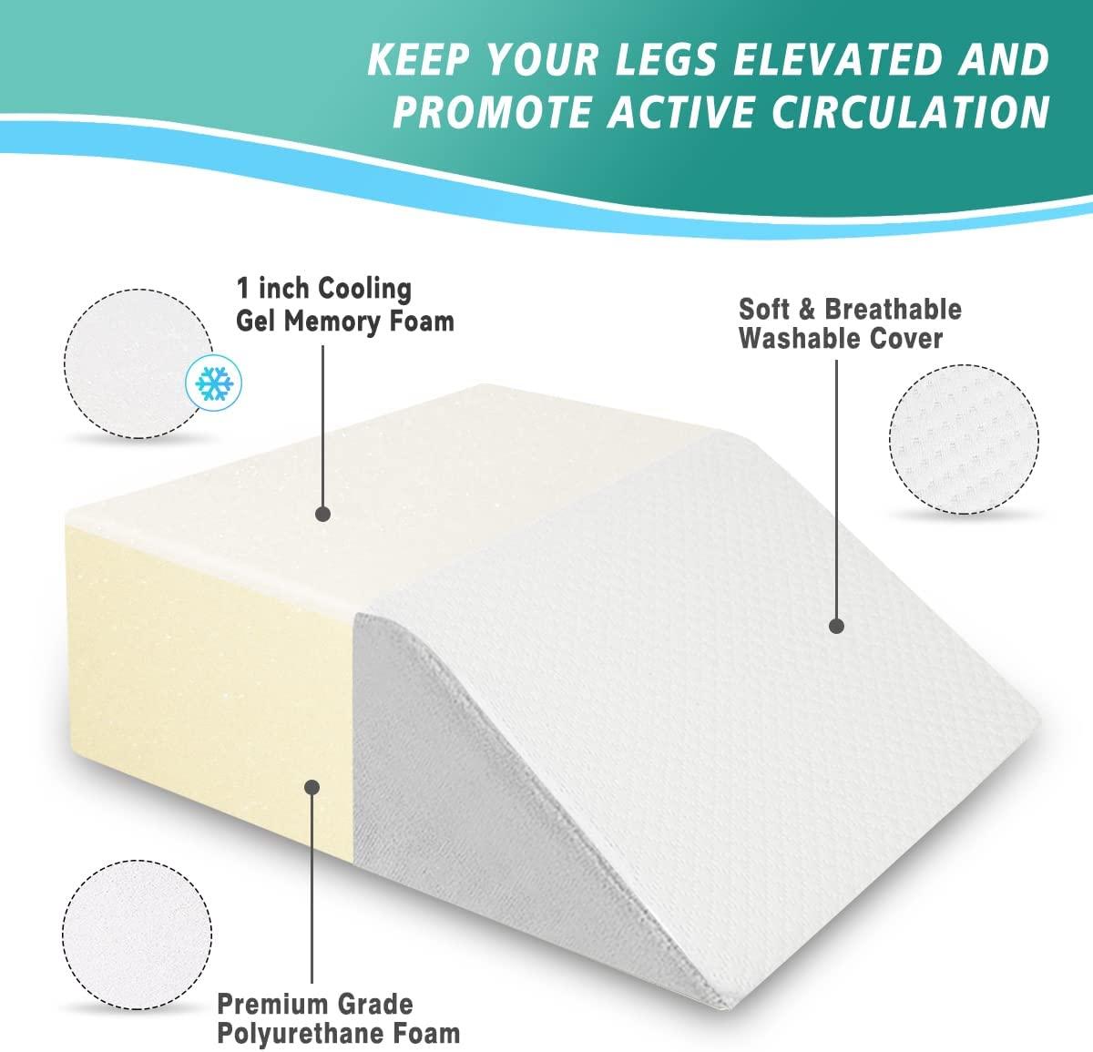 Memory Foam Knee Pillow Wedge | Leg Pillow with Cooling Gel