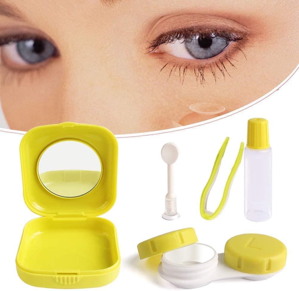 Cute Purple Mini Contact Lens Travel Case with Mirror Easy Carry Holder