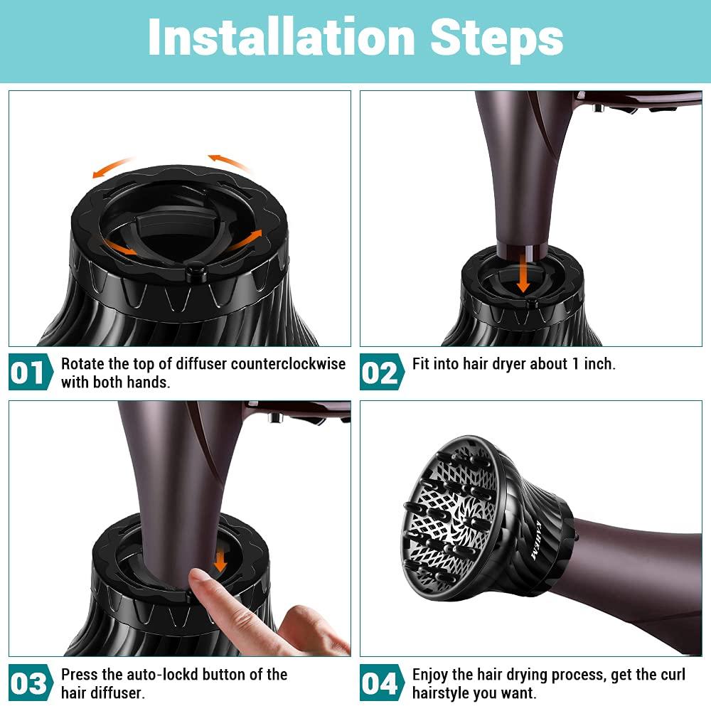 KAHEM Universal Hair Diffuser, Adjustable from 1.38 Inch to 3.15 Inch