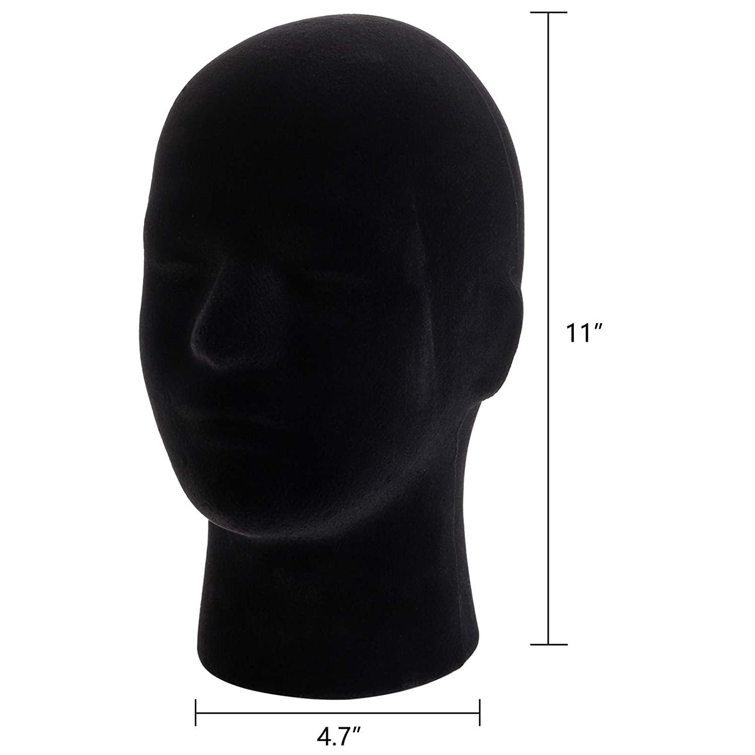 Hedume 2 Pack Mannequin Head Stand Model, Foam Black Velvet Male Wigs  Display Model, Mannequin Manikin Head for Wig, Hat, Glasses