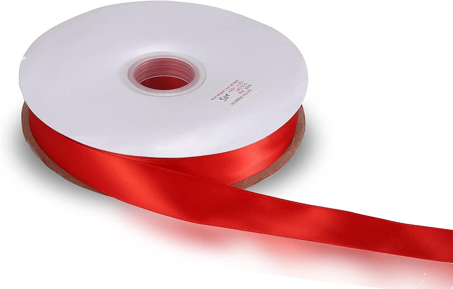 KSRIGHT 1 inch ( 2.54cm Wide)Double Face Red Ribbon 25 Yards for Gift  Wrapping Wedding Decoration Bows Making Sewing DIY Crafts Red 1 inch x 25  Yards