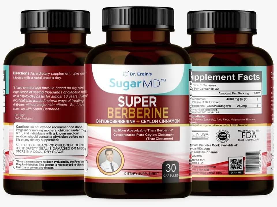 Dr. Ergin's SugarMD Super Berberine with DHB and Ceylon Cinnamon 30