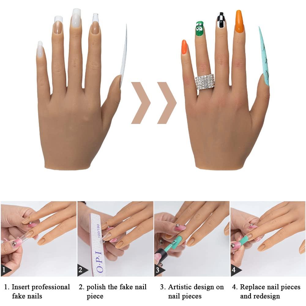 Silicone Nail Practice Right Hand Mannequin Female Model With Desktop Stand