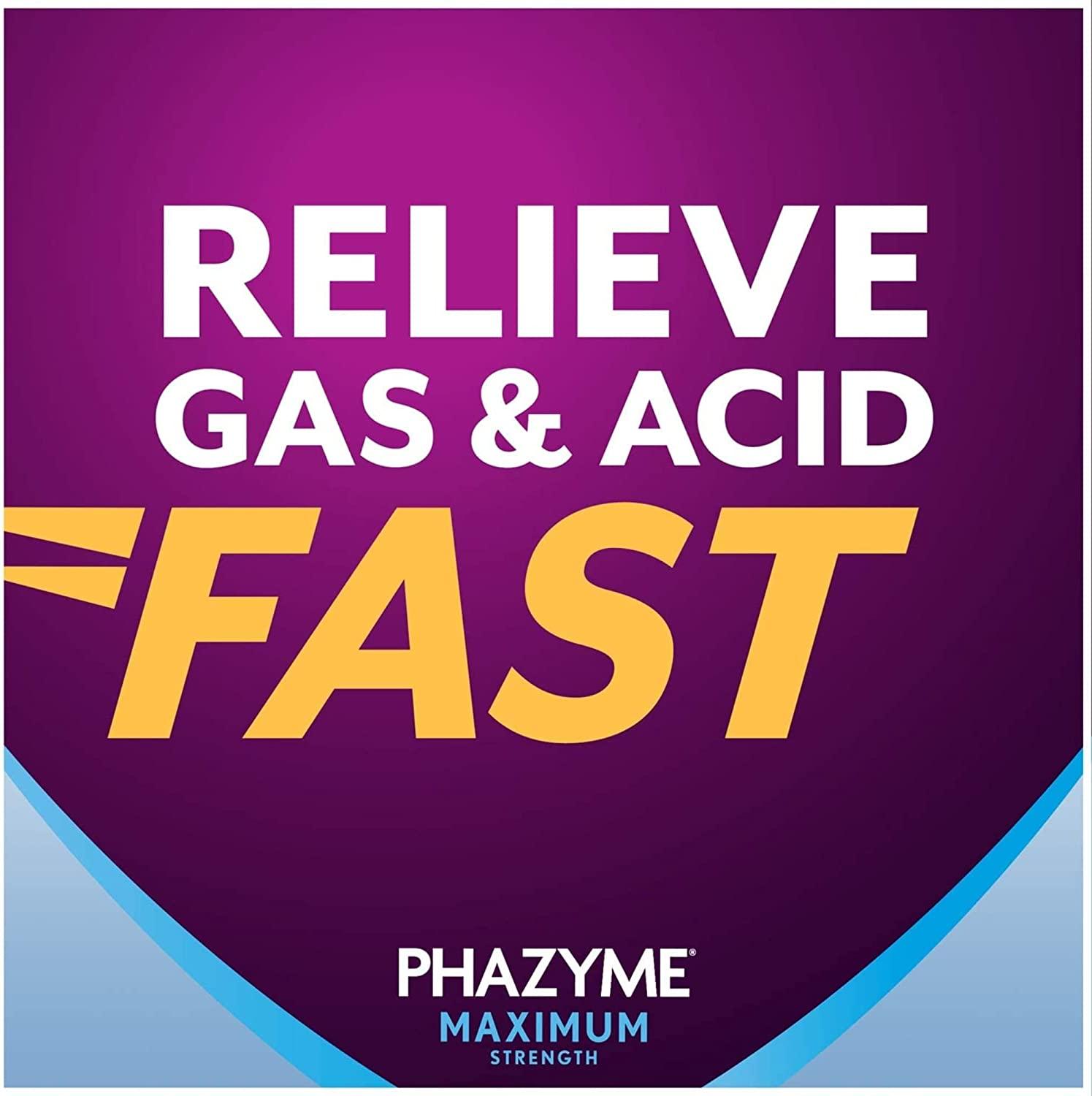 Phazyme Maximum Strength Gas & Acid Relief, Works Fast, Cherry Flavor