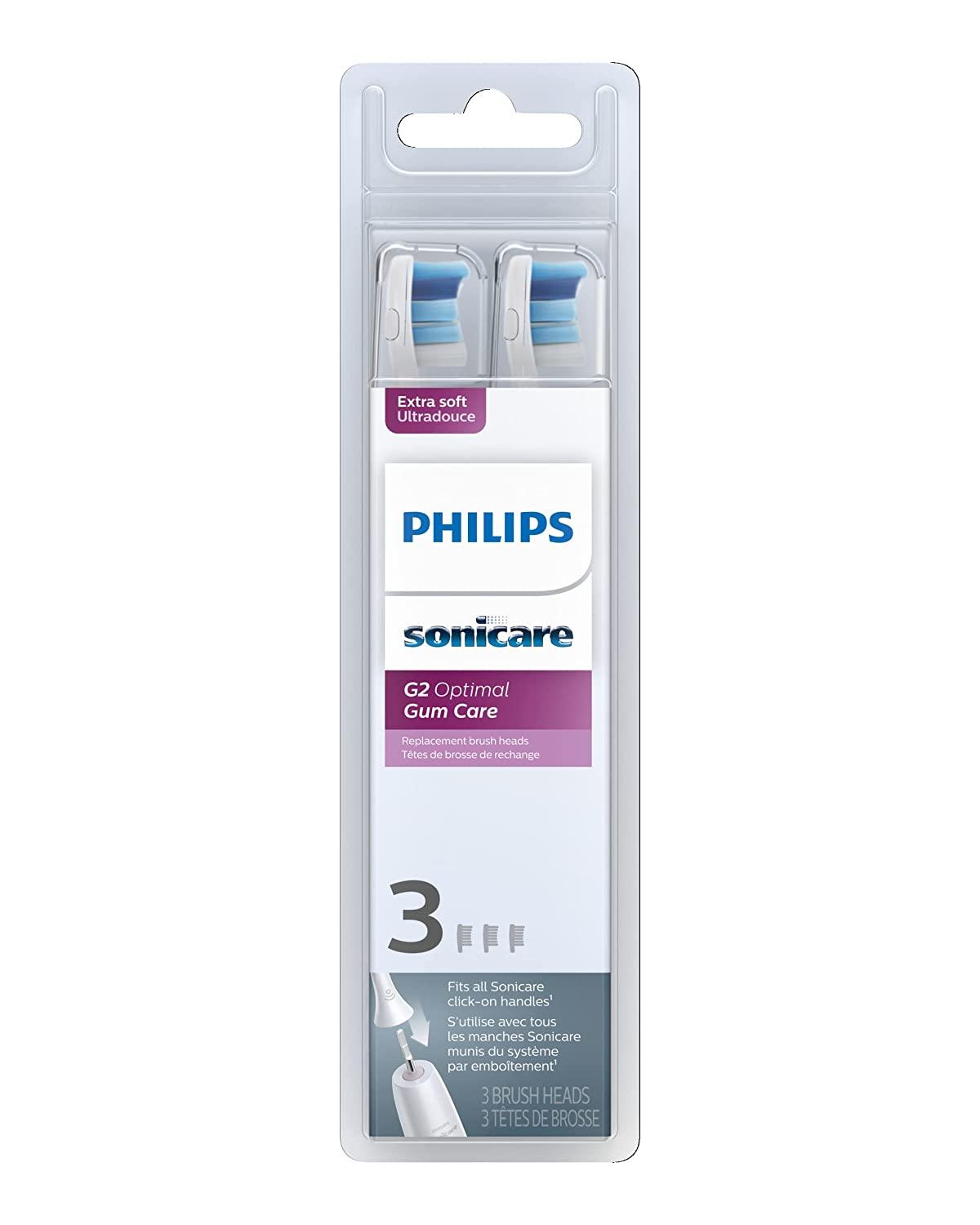 Applied gauge Applicable Philips Sonicare Genuine G2 Optimal Gum Care Replacement Toothbrush Heads,  3 Brush Heads, White, HX9033/65