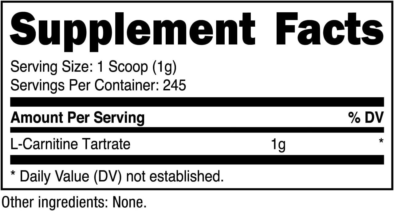 Nutricost L-Carnitine Tartrate Powder - 250g 1g per Serving 245 Servings |  Premium Quality for Weight Loss & Energy Boost | Buy Now with Express  International Delivery | GoSupps.com