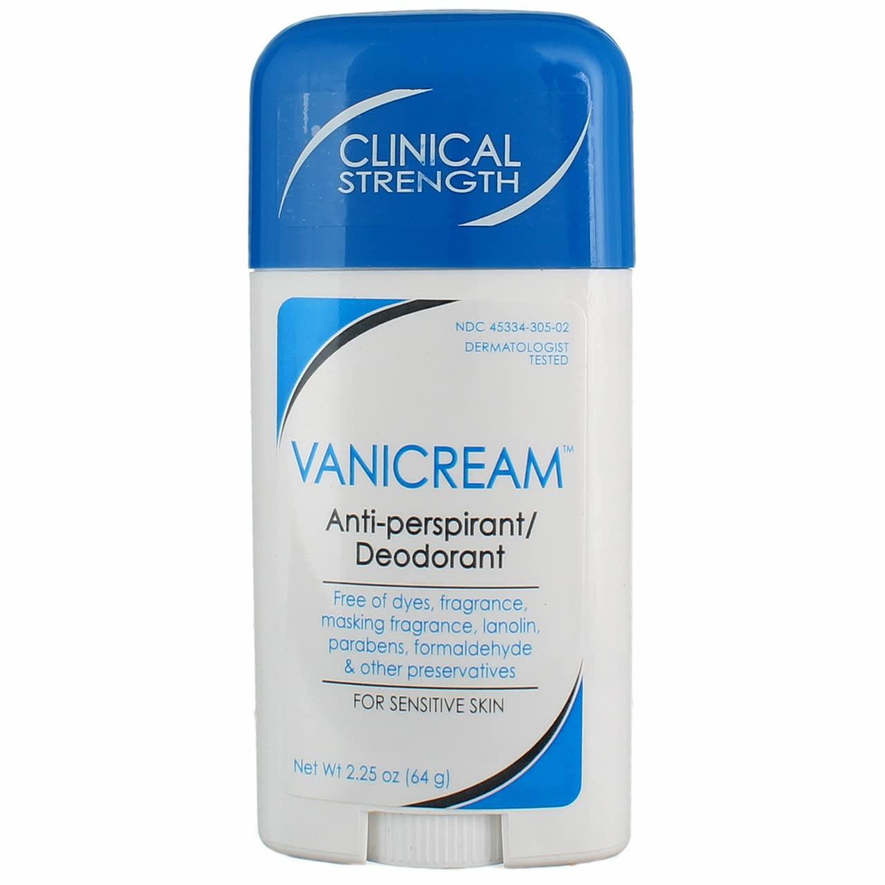 Vanicream Clinical Strength AntiPerspirant Deodorant for Sensitive Skin 2.25 oz (Pack of 5)