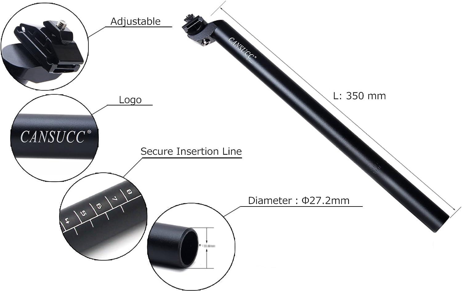 CYSKY Bike Seat Post 350mm - 25.4/27.2/28.6/30.4/30.8/31.6mm Sizes For Mountain, Road & BMX Bikes