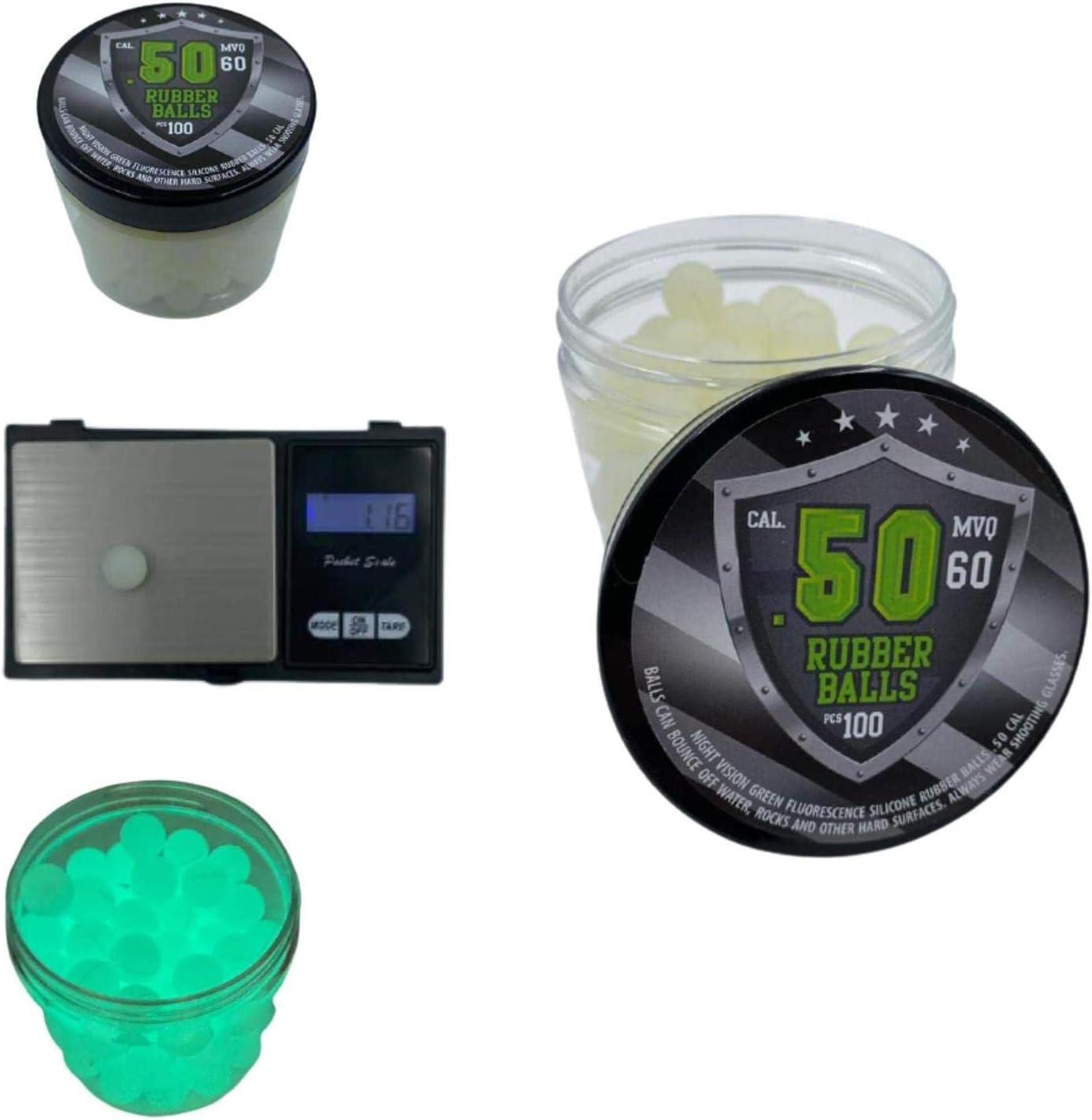 100 x Night Vision Fluorescent Silicon Rubber Balls Paintballs for Self Defense Home Training